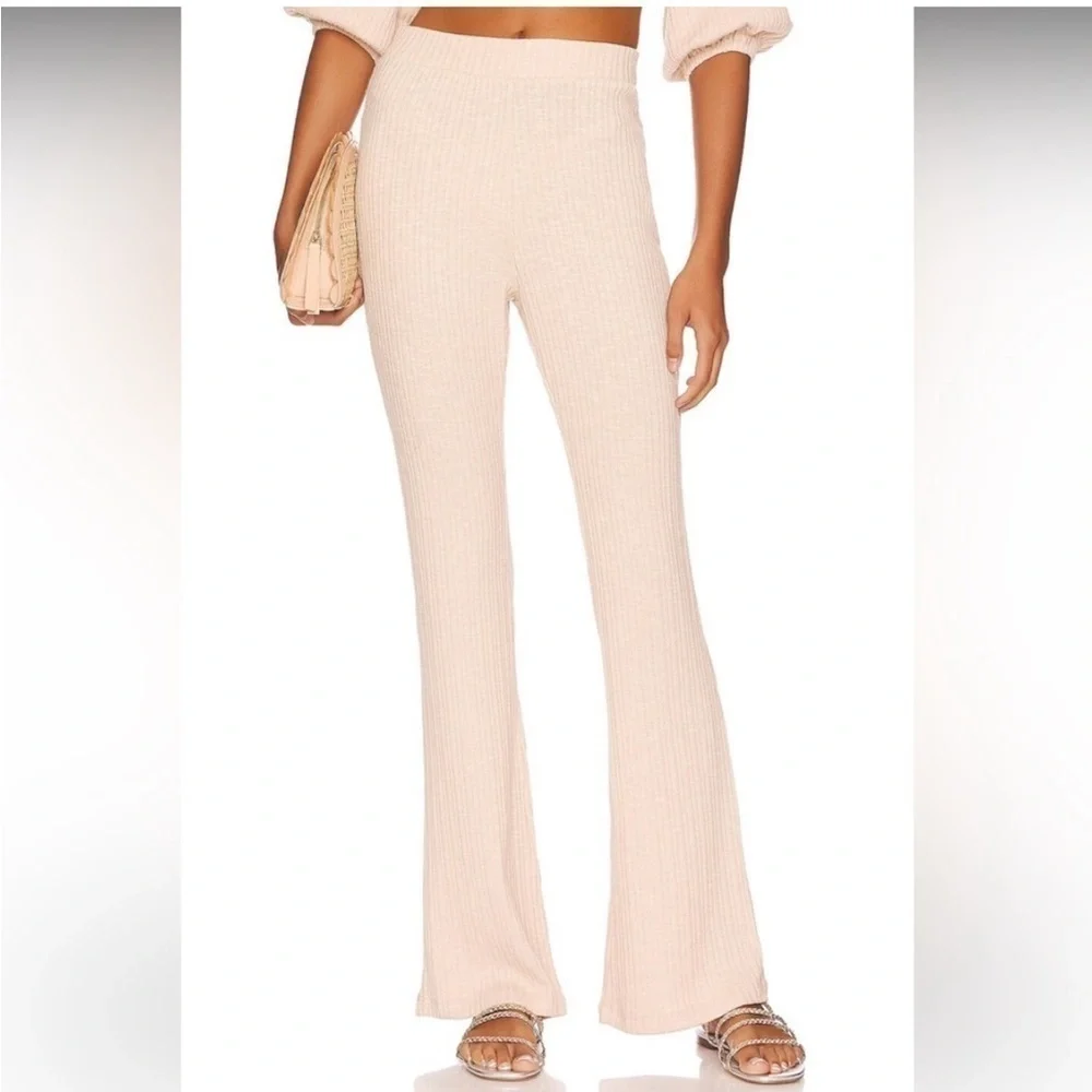 L*SPACE | NWT Jasper Sand Flare Ribbed Stretchy Revolve Pull On Boho Pants M